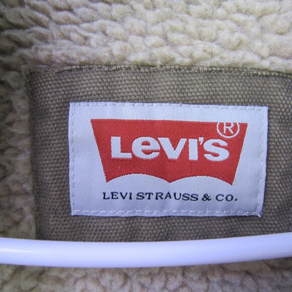 Levi's Jacket Mens XL Olive Green Sherpa Lined Hooded Full Zip Canvas Workwear - Picture 3 of 11